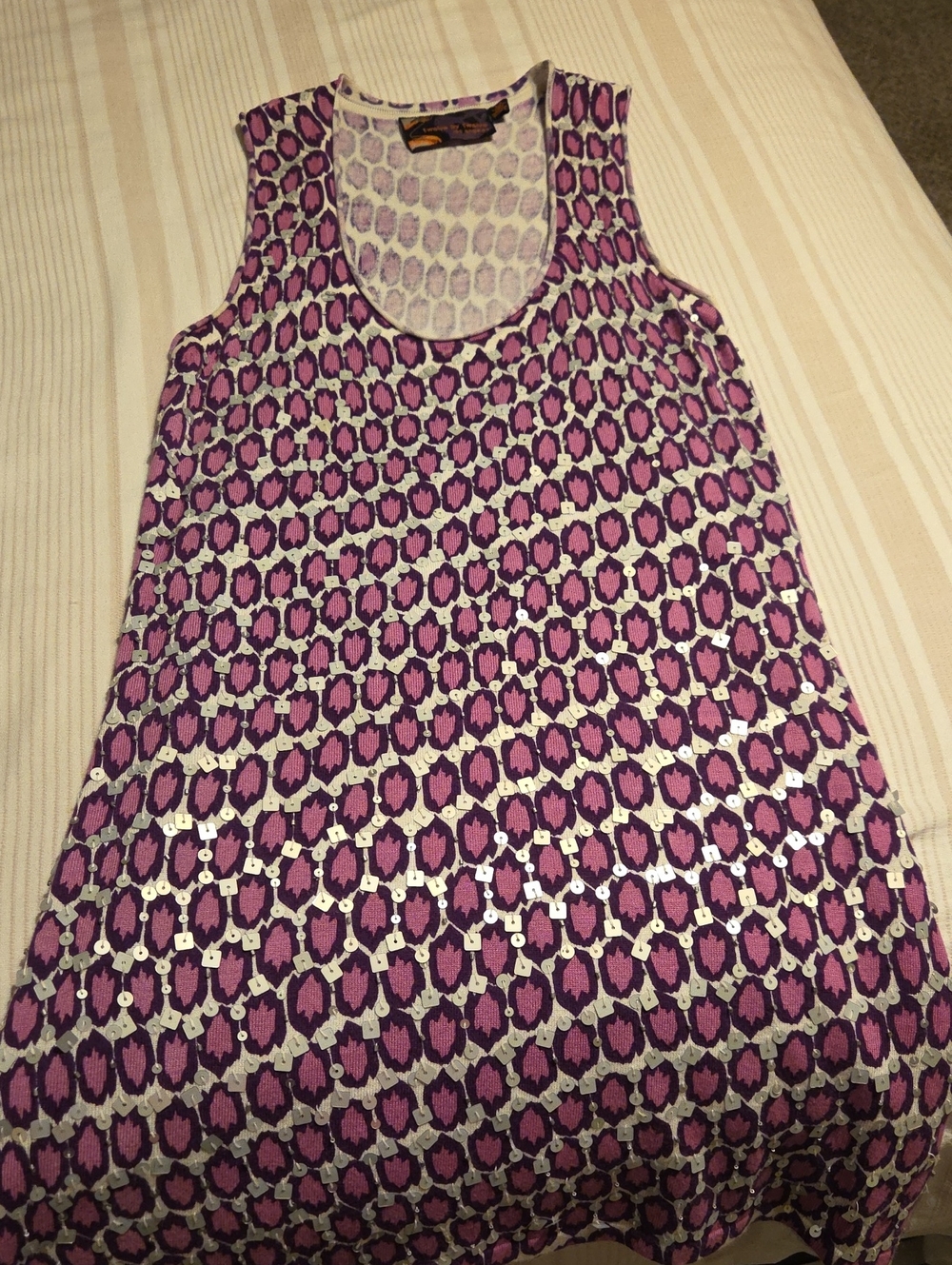 Sleeveless Printed Purple Pattern Tank Top/tunic/ mini dress